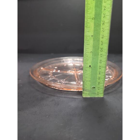 Doric Pattern Cake Plate, Vintage Pink Depression Glass, 9" Section Cake Platter - Picture 5 of 5